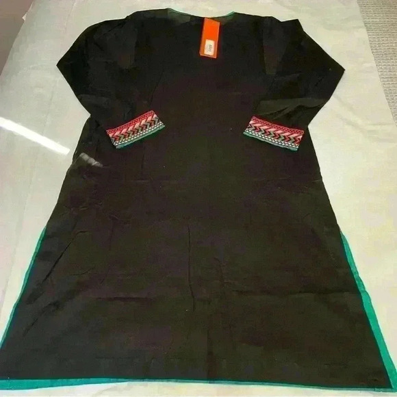 New With Tags Pakistani Women Khaadi Pret Tunic Dress Black Size 12 Embroidered - Picture 8 of 8